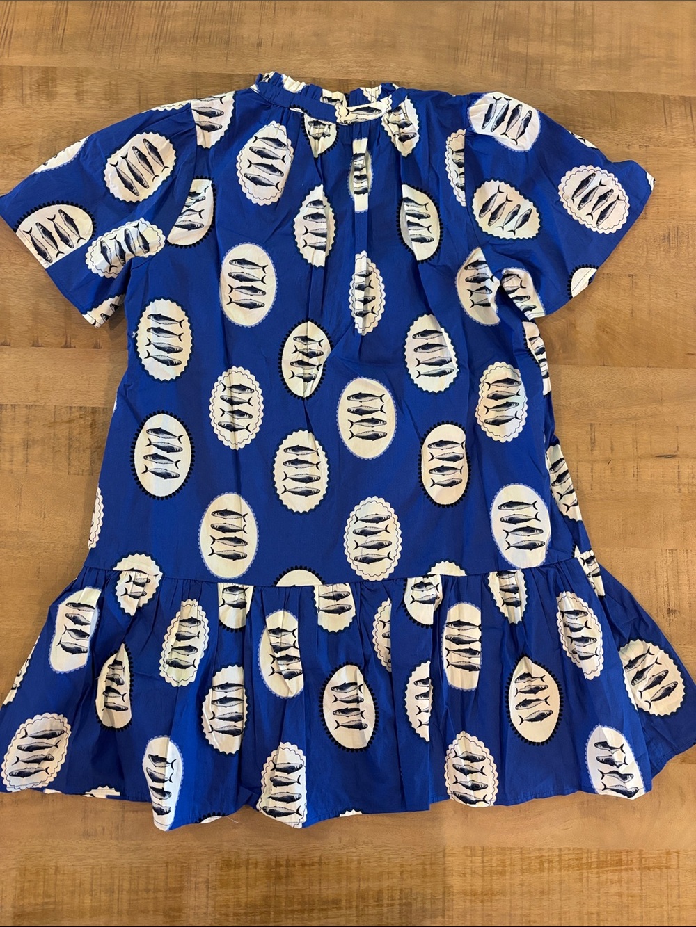 Sugarlips Sardine Sea Azari Shift Mini Dress Blue & White Large NWT 100% Cotton - Picture 6 of 7